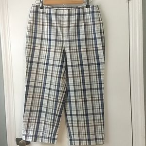 Talbots Plaid Cotton Linen Blend Pants